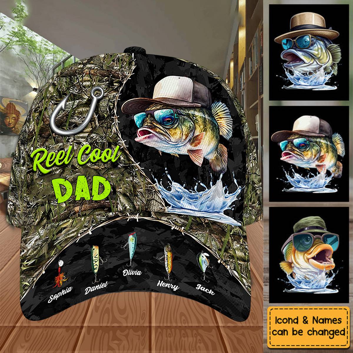 Personalized Fishing Reel Cool Grandpa/Dad Cap-Gift For Fishing Lovers