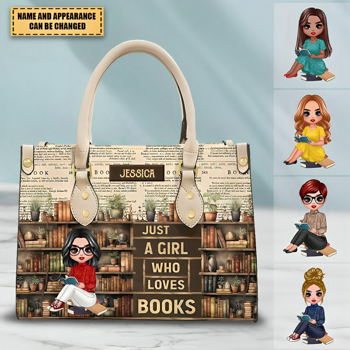 Just A Girl Who Loves Books Vintage - Personalized Leather Bag