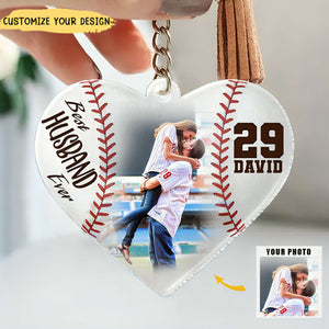 Personalized Gift For Baseball Couple Keychain Best Husband Ever