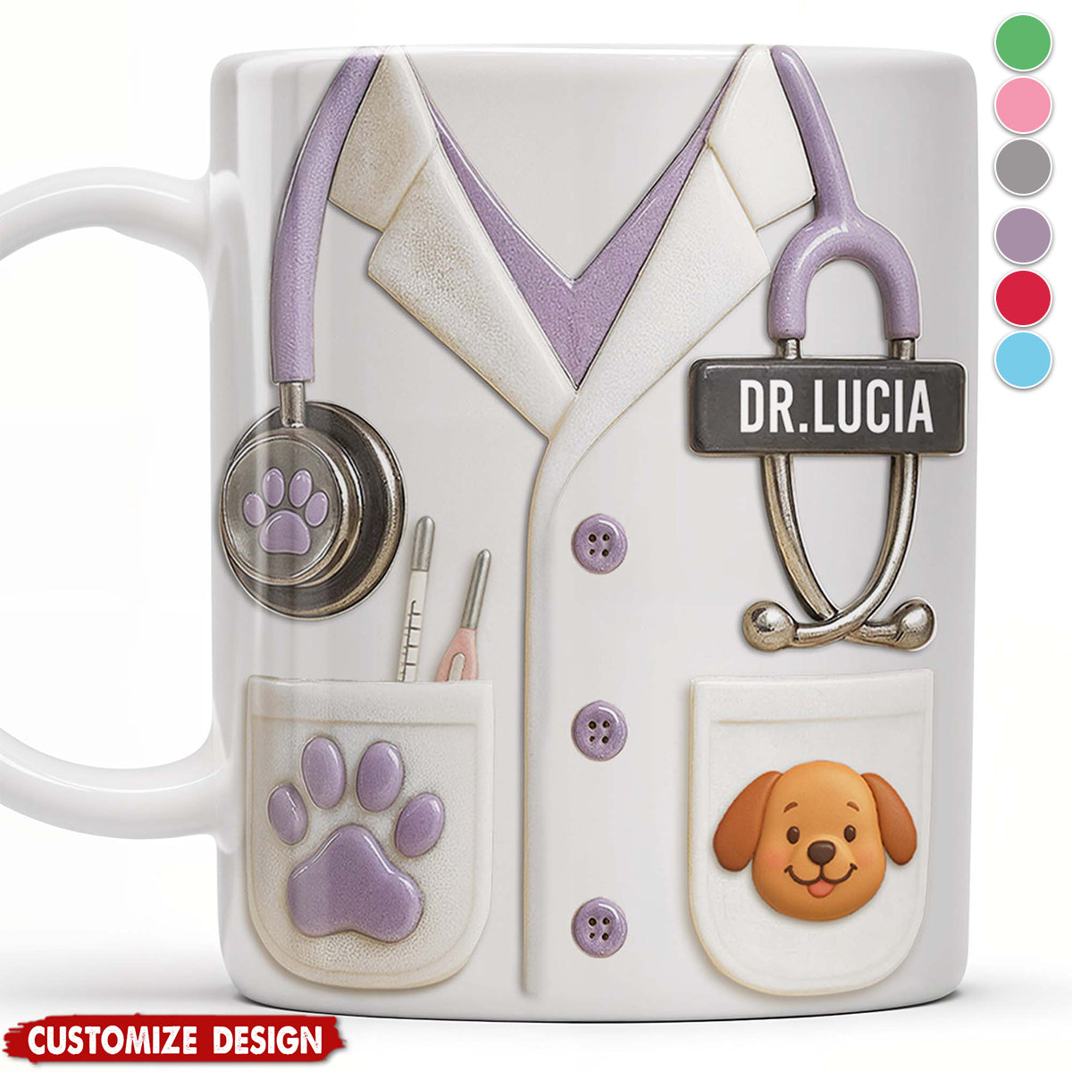 Medical Professional Design With Stethoscope And Dog Cat - Personalized Coffee Mug - Gift For Veterinarians