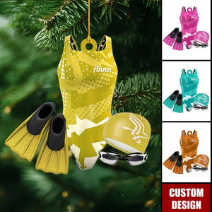 Personalized Swimming Christmas Ornament - Gift For Ocean Lover, Swim Team Keepsake