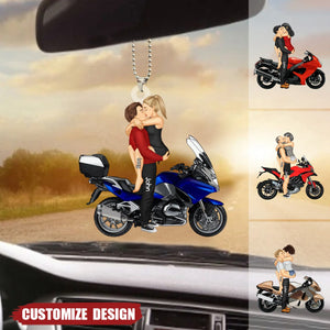 New Release - Personalized Motorcycle Couple Car Ornament