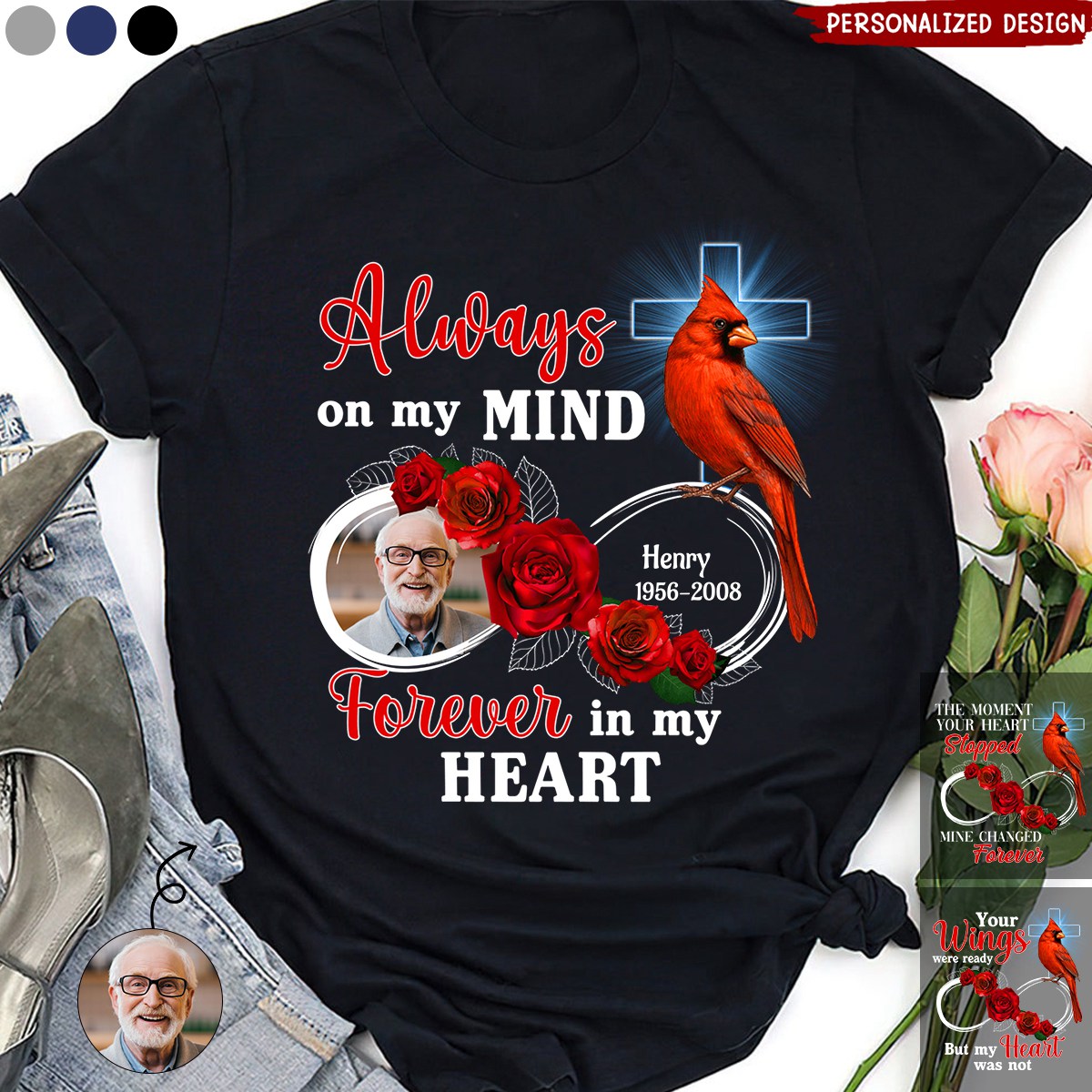 Forever In My Heart-Personalized Memorial Unisex T-Shirt-Gift For Family And Friends