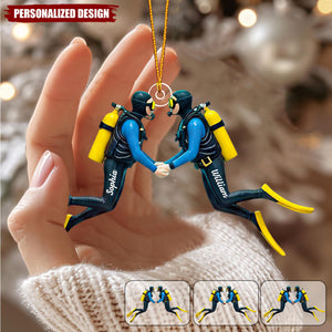 Personalized  Scuba Diving Couple Acrylic Ornament Gifts For Couple