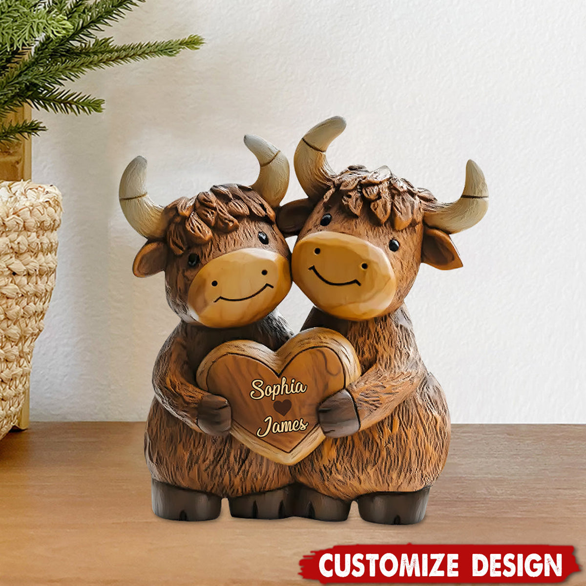 Personalized Cute Highland Cow Couple Acrylic Plaque