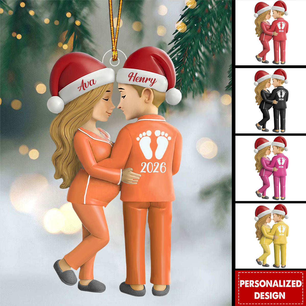 Personalized Pregnancy Christmas Ornament Gift For Expecting Couple