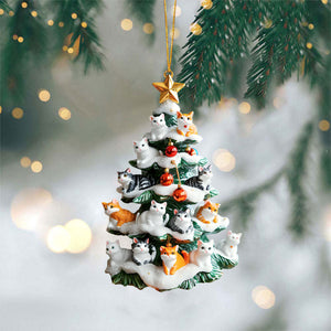 Snowy Cat Christmas Tree Ornament