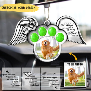 Personalized Memorial Dog Wings Aluminum Ornament - Upload Pet Photo - The Moment Your Heart Stopped Mine Changed Forever