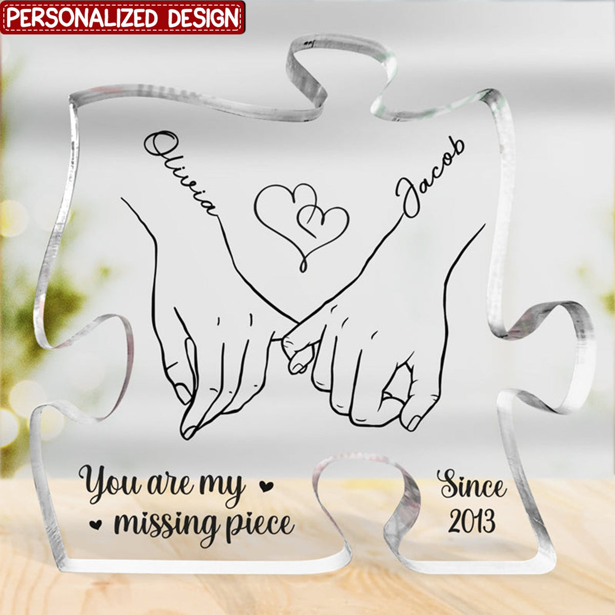 You Are My Missing Piece - Couple Personalized Puzzle Shaped Acrylic Plaque - Gift For Husband Wife, Anniversary