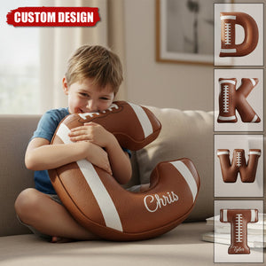 Touchdown Initial Letter Shaped Pillow - Personalized Gifts For American Football Lovers