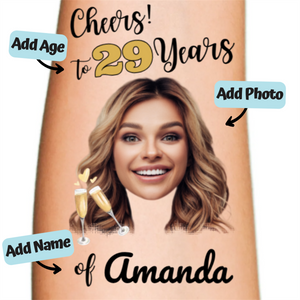 Personalized Photo Birthday Temporary Tattoos