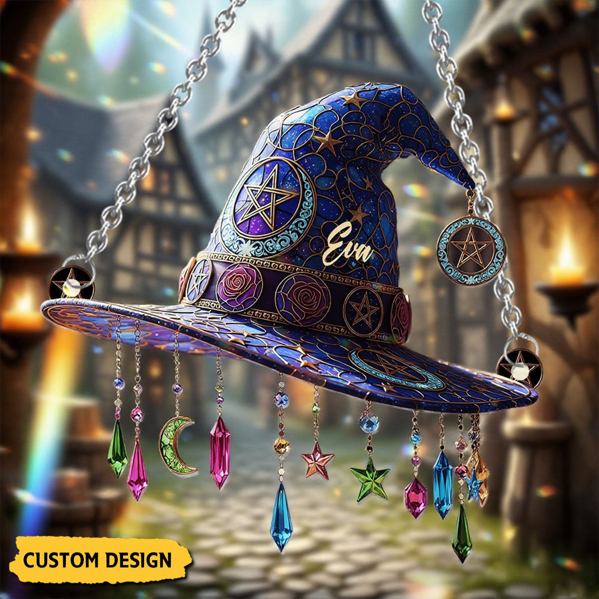 Magical Hat - Personalized Witch Window Hanging Suncatcher