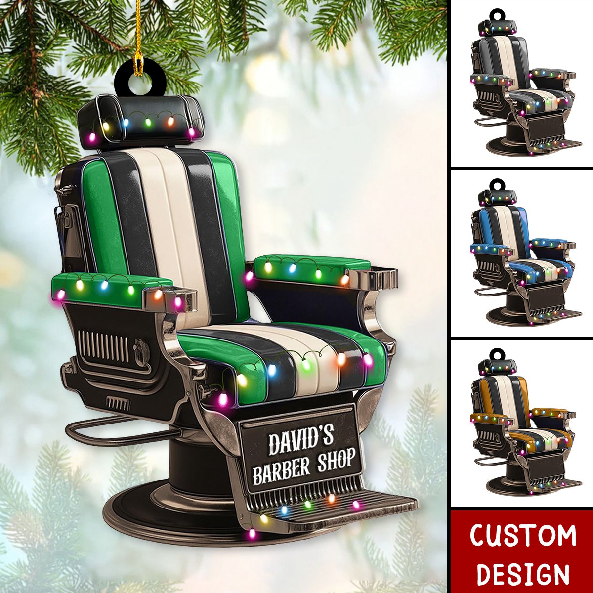 Personalized Barber Shop Chair Christmas Ornament - 2024 New Release