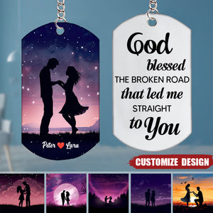 God bless this broken road that brought me straight to you - Personalized Keychain