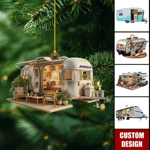 Personalized Camper Van Christmas Ornament, Gift For Travelers, Camper Keepsake, Adventure Gift, RV Decor, Travel Trailer Ornament