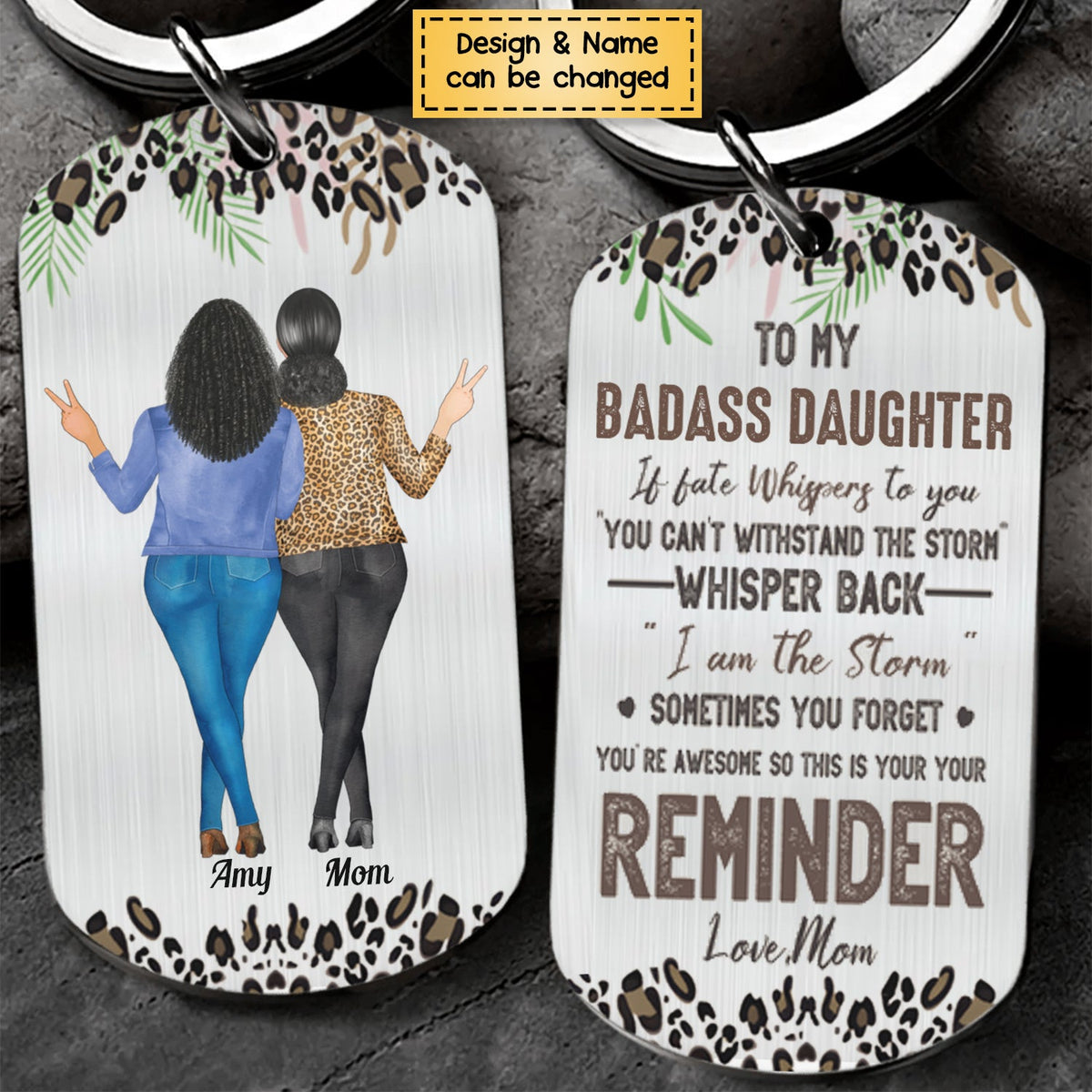 To My Daughter/Granddaughter Whisper Back I Am The Storm - Personalized Stainless Steel Keychain