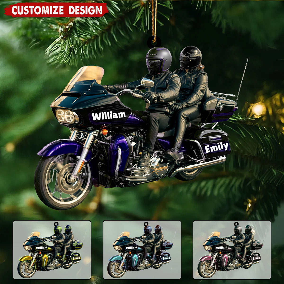 Personalized Motorcycle Christmas Ornament, Custom Biker Name Ornament - Gift for Biker Lover