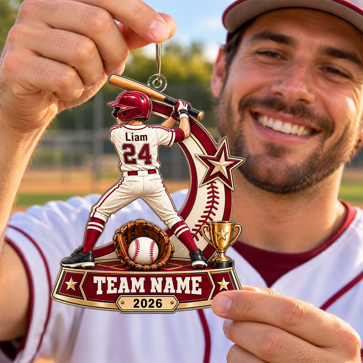 Personalized Baseball Player Ornament 2026
