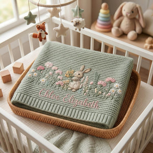 Personalized Bunny Baby Embroidered Blanket,Newborn Gift