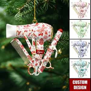 Celebrate Your Passion: Hairstylist Toile de Jouy Ornament - Personalized Christmas Gift