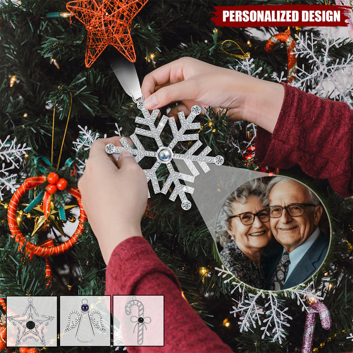 Personalized Family Photo Projection Ornament for Christmas