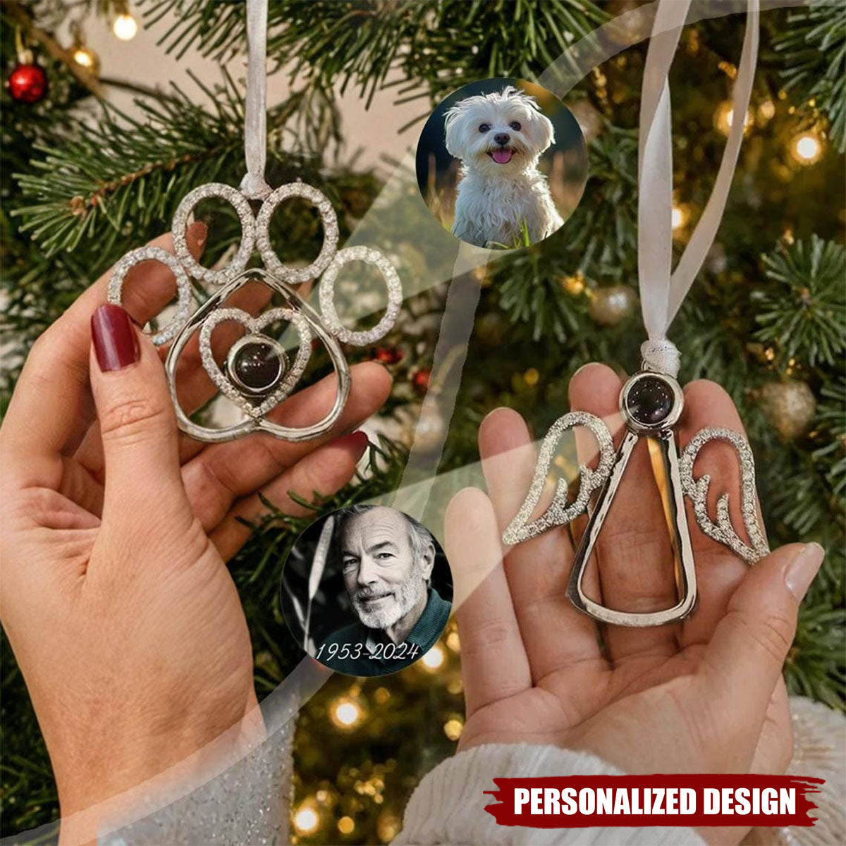 Personalized Family Photo Projection Ornament for Christmas