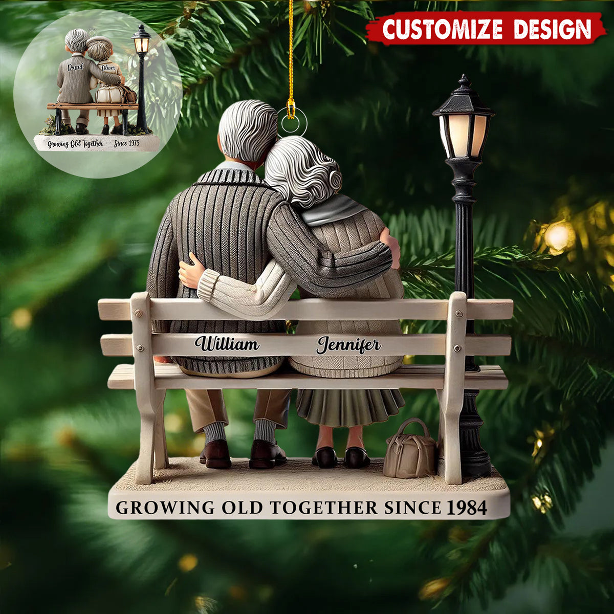 Personalized Couple Ornament-Anniversary Gift for Grandparents