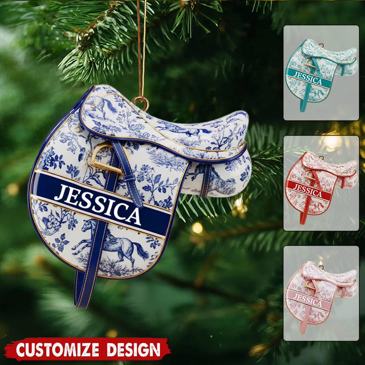 Personalized Equestrian Saddle Christmas Ornament - Gift For Horse Riding Lovers