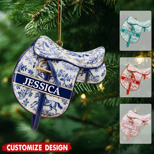 Personalized Equestrian Saddle Christmas Ornament - Gift For Horse Riding Lovers