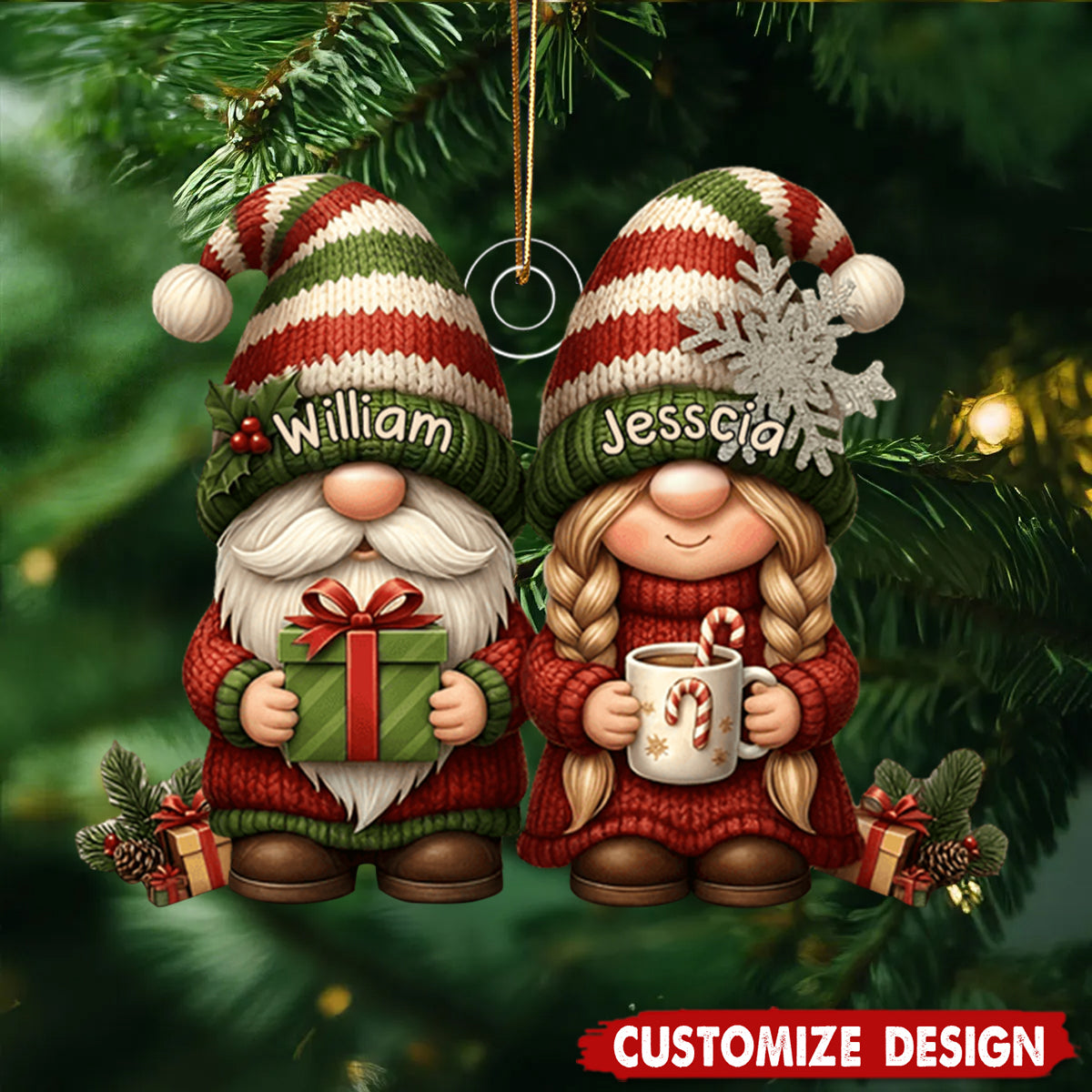 Personalized Couple Growing Old Together Christmas Ornament - Gift For Couple