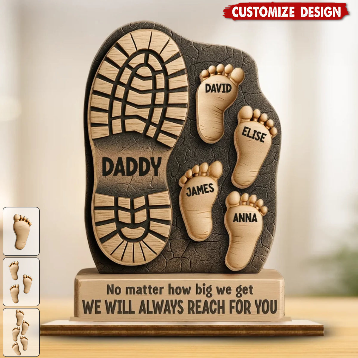 Your Footsteps Led Our Way - Family Personalized Shaped 2-Layered Wooden Plaque With Flat Stand