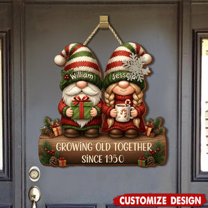 Personalized Couple Growing Old Together Wood Sign - Gift For Couple