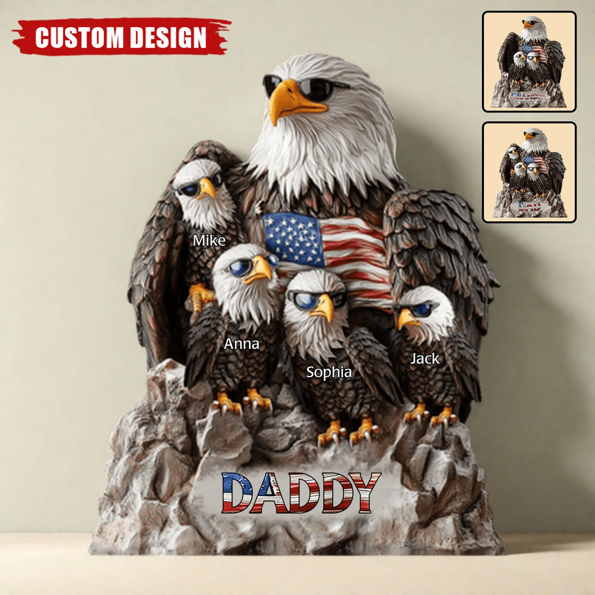 Strong Papa - Personalized Father Shaped Acrylic Plaque