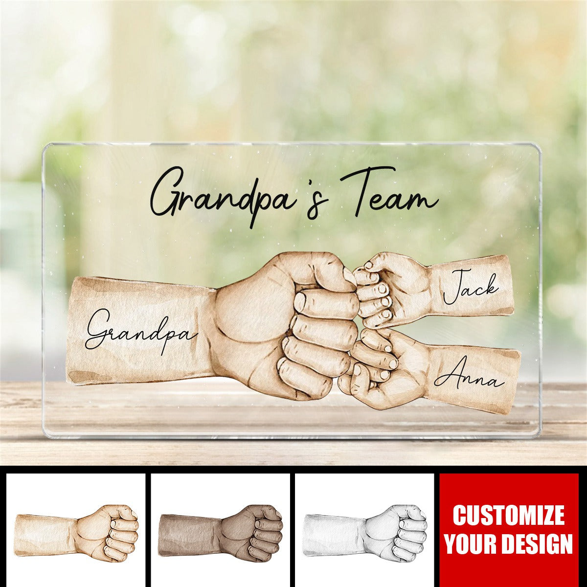 Daddy's Team Fist Bump Personalized Acrylic Plaque
