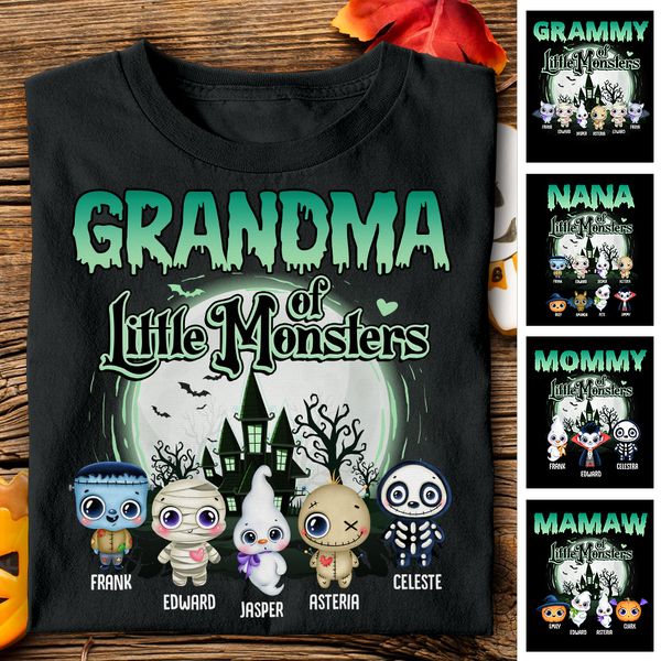 Grandma Of These Little Monsters - Personalized Unisex T-Shirt, Hoodie, Sweatshirt - Gift For Grandma, Gift For Grandparents, Halloween Gift