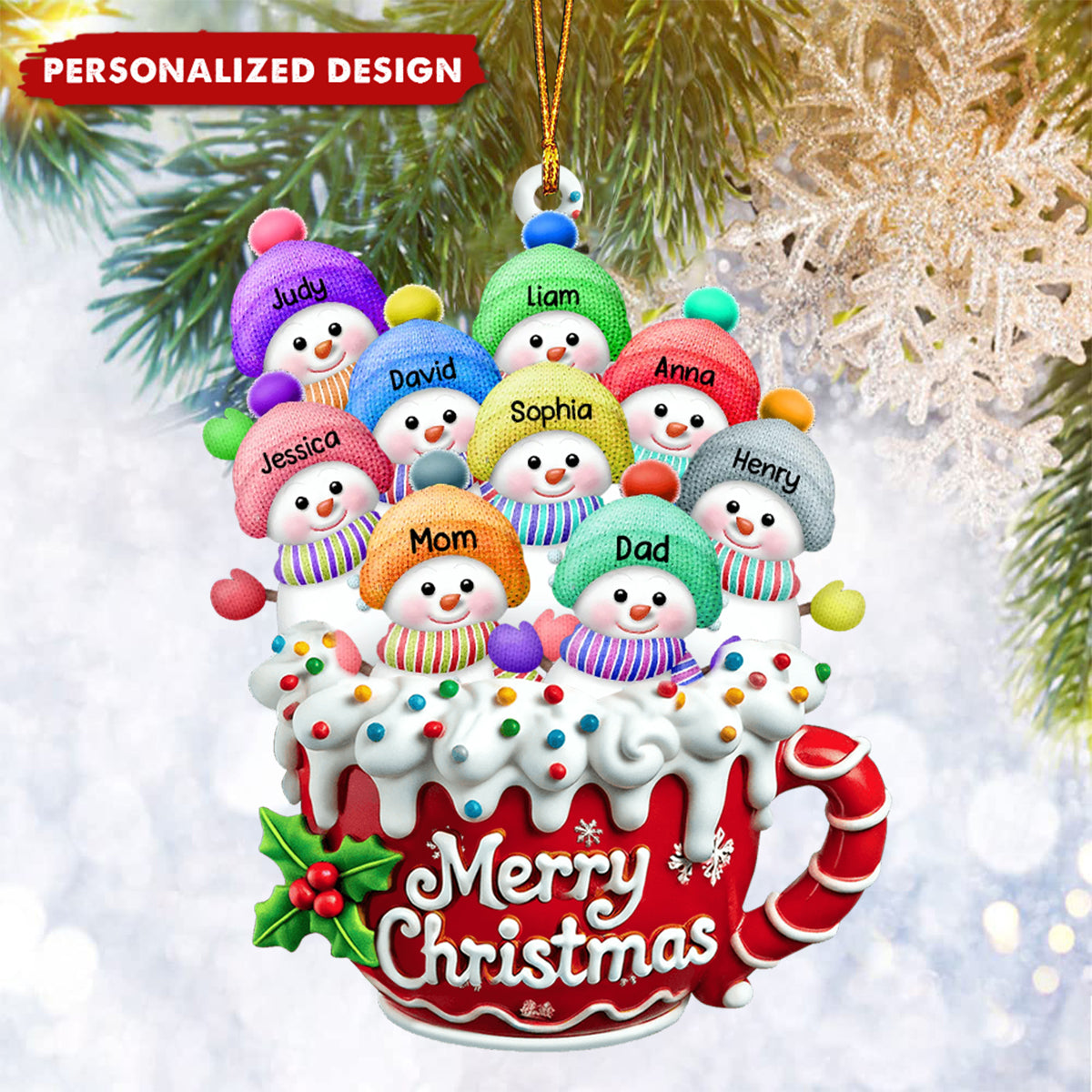 Personalized Snowman Family Christmas Ornament