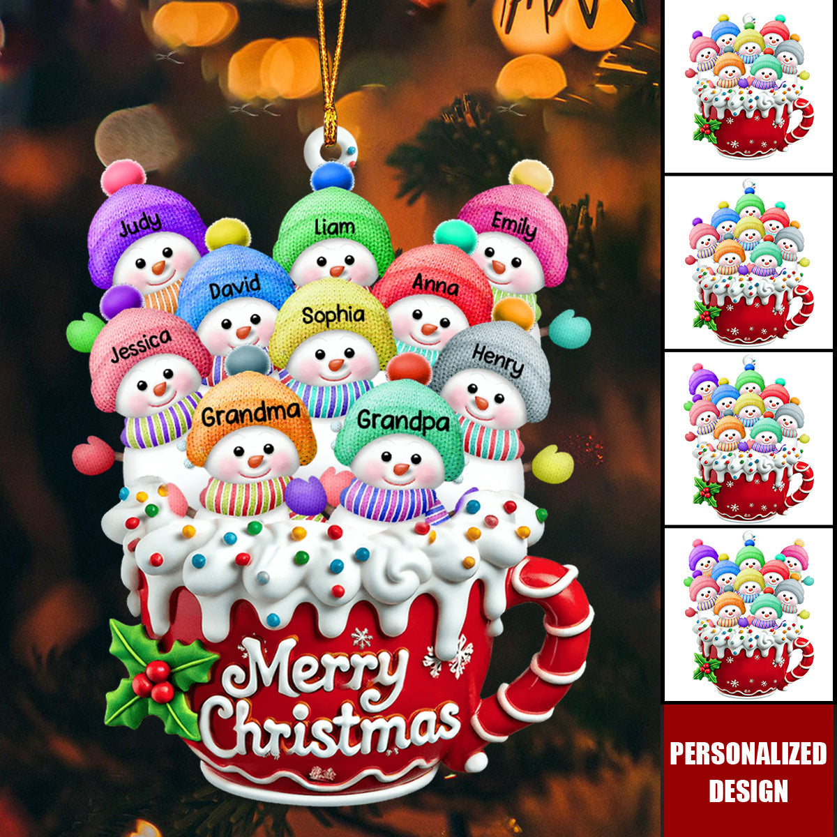 Personalized Snowman Family Christmas Ornament