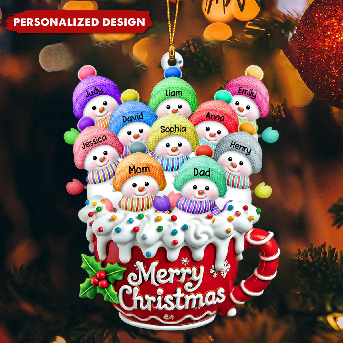 Personalized Snowman Family Christmas Ornament