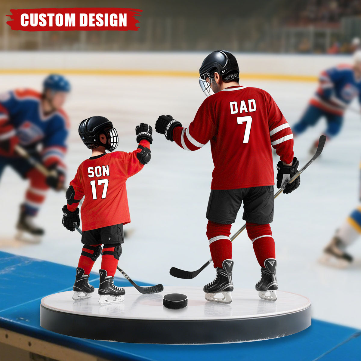 Ice Hockey Dad And Kid - Personalized Acrylic Plaque, Father's Day Gift for Dad, Gift for Husband