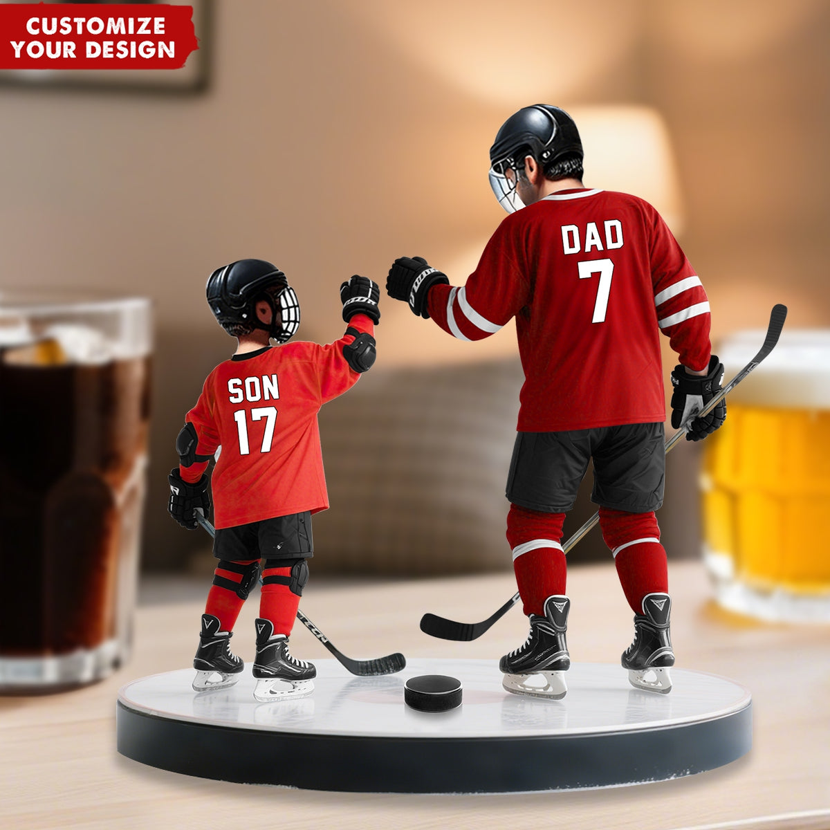 Ice Hockey Dad And Kid - Personalized Acrylic Plaque, Father's Day Gift for Dad, Gift for Husband