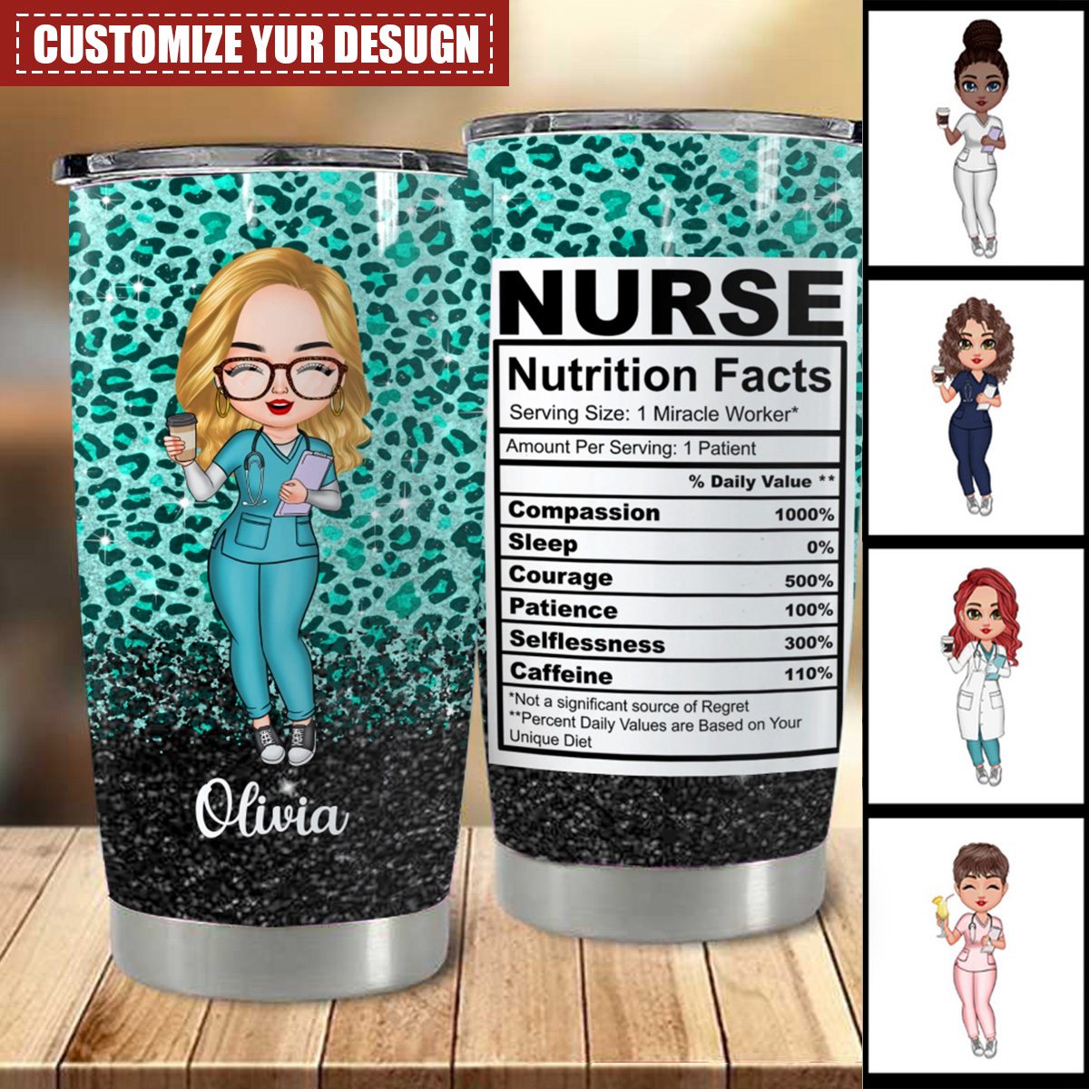 Nurse Nutrition Facts - Personalized Custom Tumbler - Nurse's Day, Appreciation Gift For Nurse