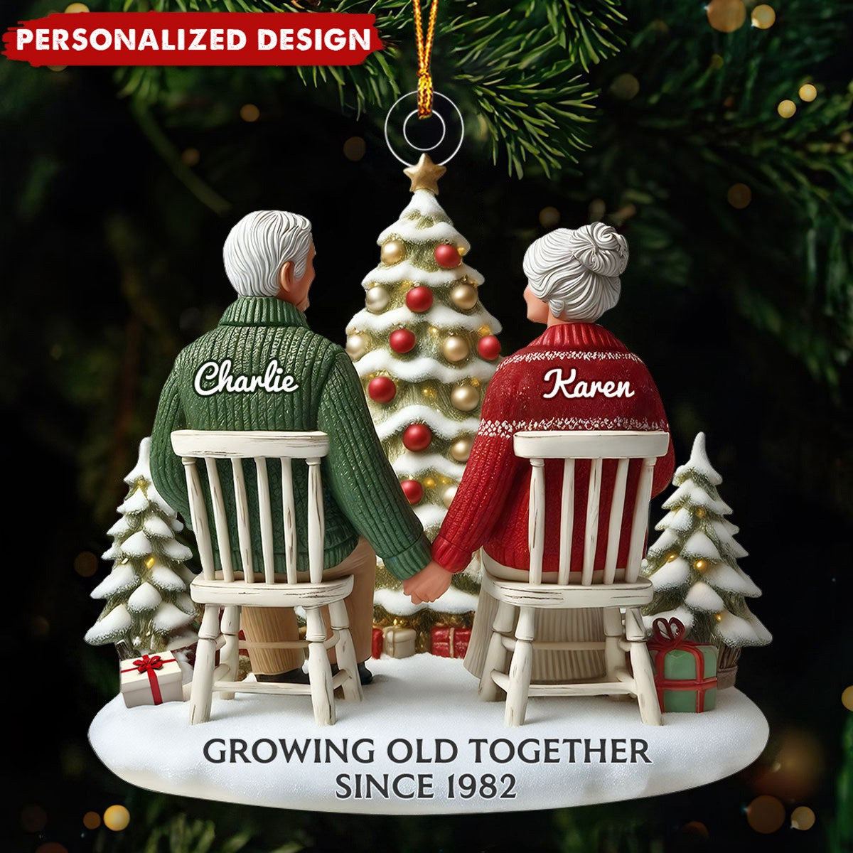 Growing Old Together-Personalized Ornament-Gift For Couple
