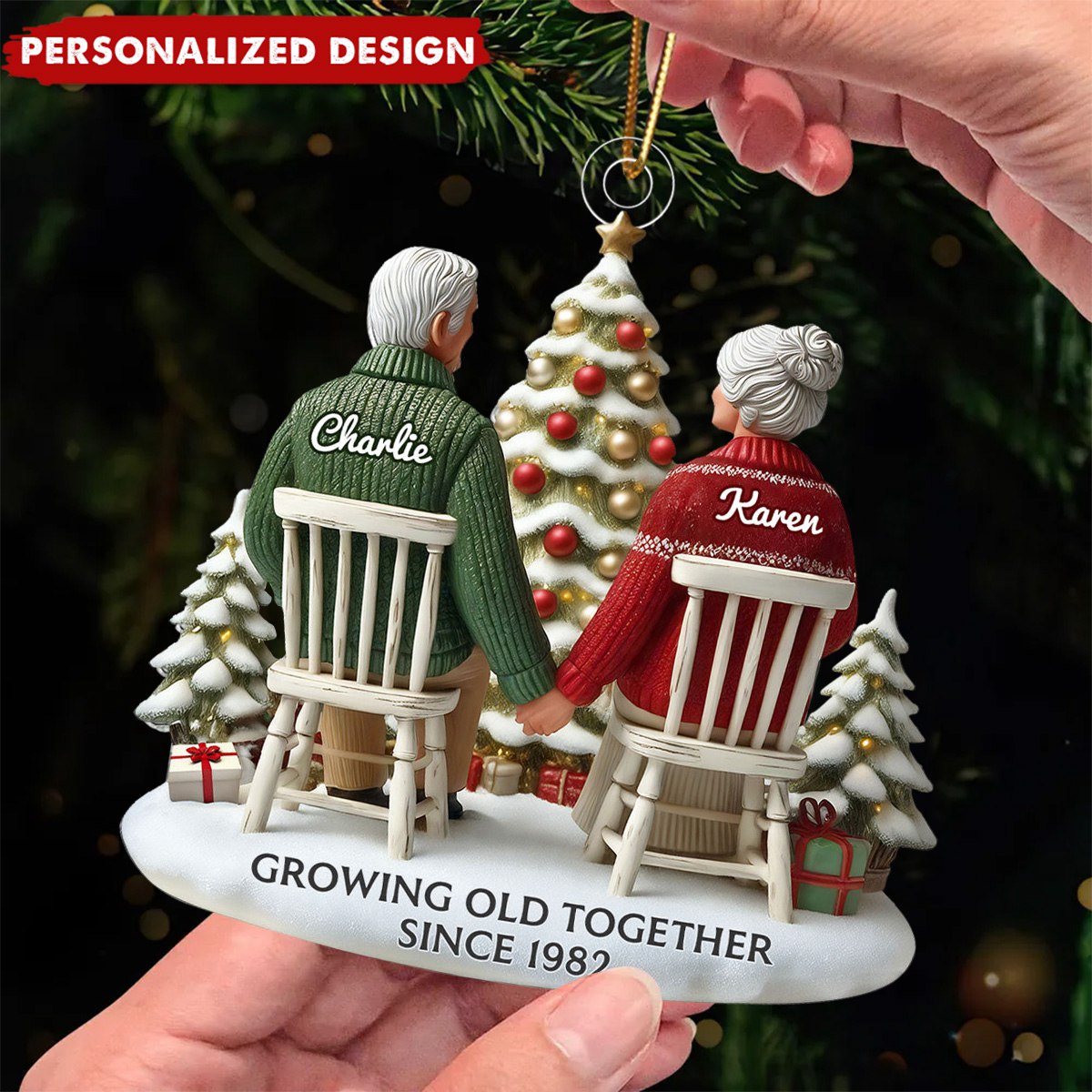 Growing Old Together-Personalized Ornament-Gift For Couple