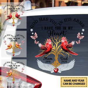 Cardinals God Has You In His Arms Memorial Personalized Sticker/Decal