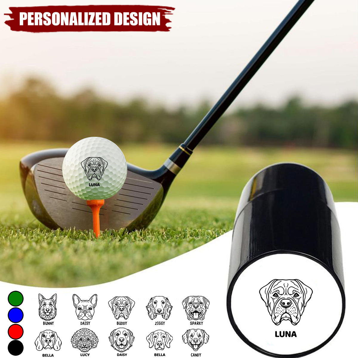 Dogs Make Me Happy-Personalized Golf Ball Stamp With Metal Storage Box