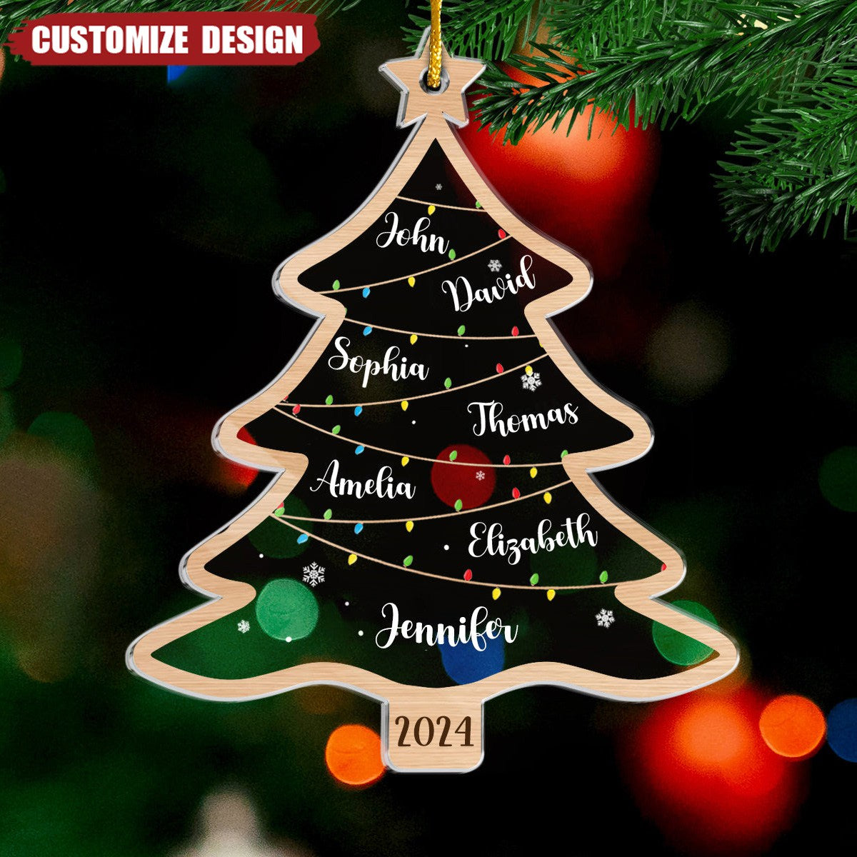 2025 New Release Wish You A Wonderful Christmas - Family Personalized Custom Ornament - Acrylic Custom Shaped - Christmas Gift For Family Members