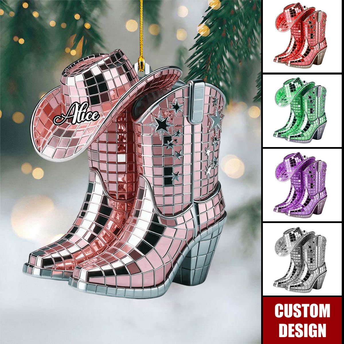 Cowgirl Boots And Hat - Personalized Cowgirl Ornament - Gift For Cowgirl