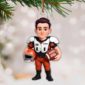 Proud American Football Player - Personalized Acrylic  Ornament - Gift For Football Lovers, Grandson, Son, Husband