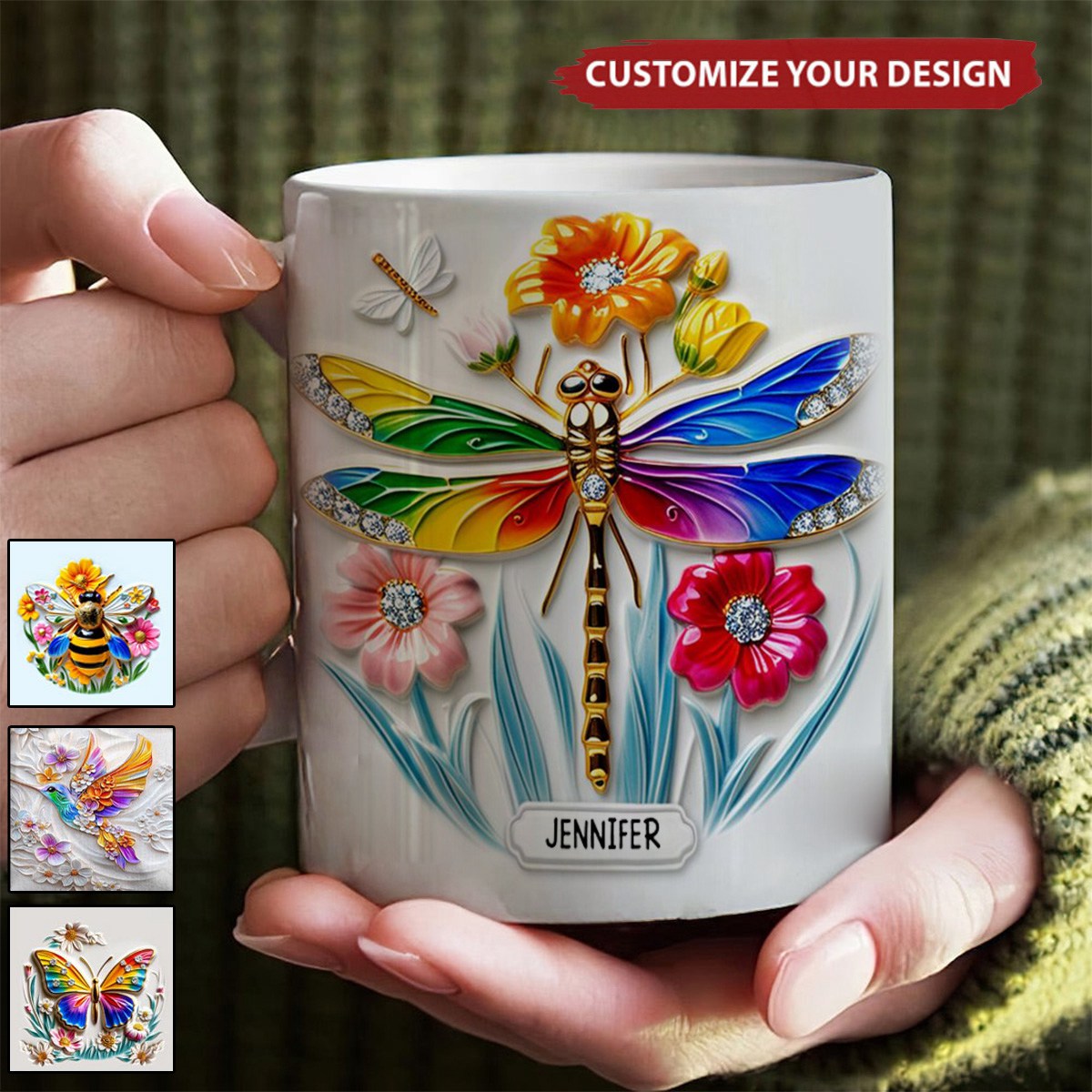 Personalized Hummingbird Gardening Accent Mug