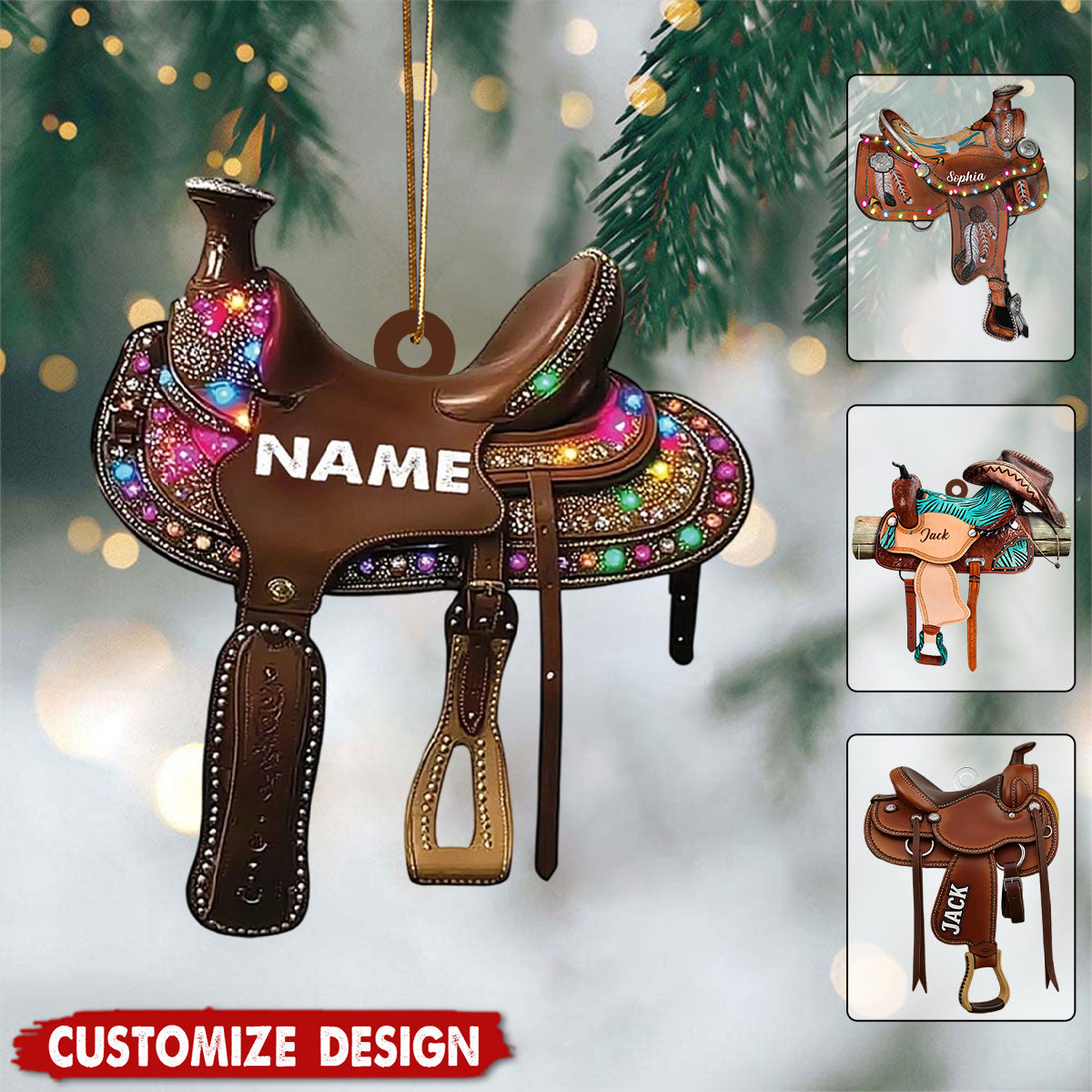 Personalized Western Saddle Ornament - Gifts for Cowboy Cowgirl - Cowboy Rodeo Keepsake